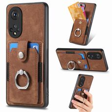 Custodia per telefono a portafoglio con carta ad anello retrò per Honor X50 (marrone)