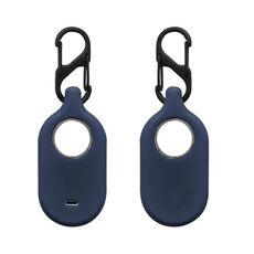 Per Samsung Galaxy SmartTag2 con custodia protettiva in silicone con portachiavi, stile: fibbia S blu scuro