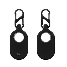 Per Samsung Galaxy SmartTag2 con custodia protettiva in silicone con portachiavi, stile: fibbia S nera