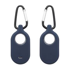 Per Samsung Galaxy SmartTag2 con custodia protettiva in silicone con portachiavi, stile: fibbia D blu intenso