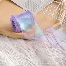 Nastro decorativo in pizzo da 6 cm x 9 m, filato a coda di pesce viola sinfonia, per torte, torte, imballaggio, nastro decorativo