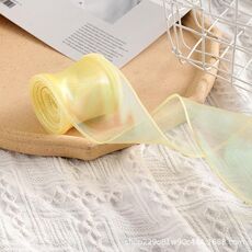 Nastro decorativo in pizzo da 6 cm x 9 m, filato a coda di pesce sinfonia gialla, per torte e dolci, per imballaggio