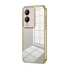 Per vivo Y17s Custodia per telefono con foro sottile con placcatura trasparente (oro)