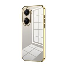 Per vivo V29e Custodia per telefono con foro sottile con placcatura trasparente (oro)