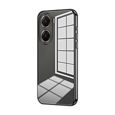 Per vivo V29e Custodia per telefono con foro sottile con placcatura trasparente (nera)