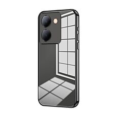 Per vivo Y78 China / Y36 / Y36 5G Custodia per telefono con foro sottile con placcatura trasparente (nera)