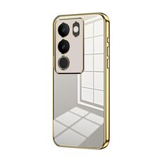 Per vivo S17 / S17 Pro / S17t / V29 Custodia per telefono con foro fine con placcatura trasparente (Oro)