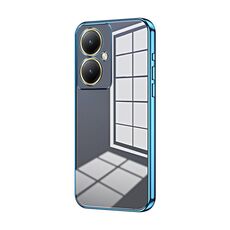 Per vivo Y35M+ / Y35+ / Y27 4G Custodia per telefono con foro sottile con placcatura trasparente (blu)