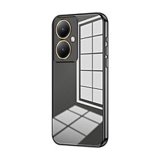 Per vivo Y35M+ / Y35+ / Y27 4G Custodia per telefono con foro sottile con placcatura trasparente (Nero)