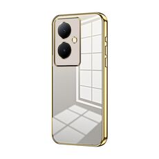 Per vivo Y78+ 5G / Y78 / V29 Lite Custodia per telefono con foro fine con placcatura trasparente (Oro)
