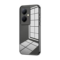 Per vivo Y78+ 5G / Y78 / V29 Lite Custodia per telefono con foro sottile con placcatura trasparente (Nero)