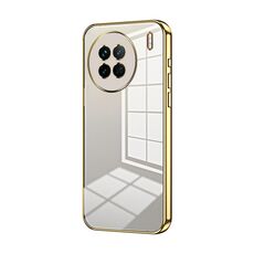 Custodia per telefono con foro fine con placcatura trasparente per vivo X90 / X90s (oro)
