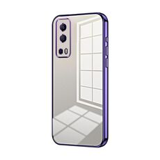 Per vivo Y72 5G / iQOO Z3 / Y75s Custodia per telefono con foro sottile con placcatura trasparente (viola)