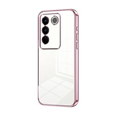 Per vivo S16 Pro / S16 / V27 / V27 Pro Custodia per telefono con foro sottile con placcatura trasparente (rosa)