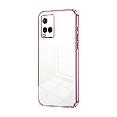 Per vivo Y21 / Y33s / Y21s / T1x India Custodia per telefono con foro sottile con placcatura trasparente (rosa)