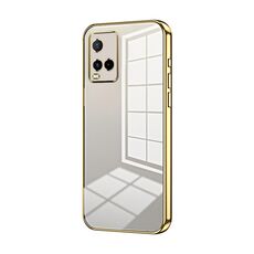 Per vivo Y21 / Y33s / Y21s / T1x India Custodia per telefono con foro fine con placcatura trasparente (Oro)
