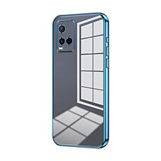 Per vivo Y21 / Y33s / Y21s / T1x India Custodia per telefono con foro sottile con placcatura trasparente (blu)