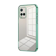 Per vivo Y21 / Y33s / Y21s / T1x India Custodia per telefono con foro fine con placcatura trasparente (verde)