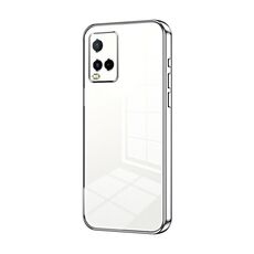 Per vivo Y21 / Y33s / Y21s / T1x India Custodia per telefono con foro fine con placcatura trasparente (Argento)