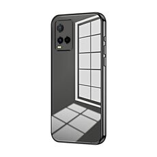 Per vivo Y21 / Y33s / Y21s / T1x India Custodia per telefono con foro sottile con placcatura trasparente (Nero)