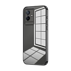 Per vivo T2x Custodia per telefono con foro sottile con placcatura trasparente (nera)