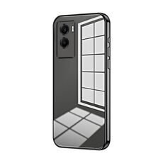 Per vivo Y55s 2021 / Y72t Custodia per telefono con foro sottile con placcatura trasparente (nera)
