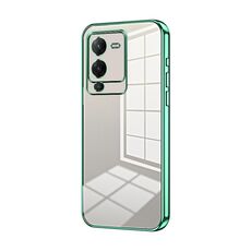 Per vivo S15 Custodia per telefono con foro sottile con placcatura trasparente (verde)