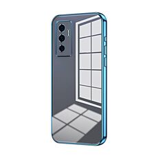 Per vivo S10e / V23e 4G/5G / Y75 4G Custodia per telefono con foro sottile con placcatura trasparente (blu)