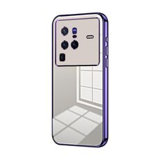 Per vivo X80 Pro Custodia per telefono con foro sottile con placcatura trasparente (viola)
