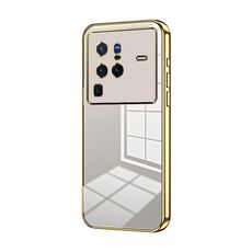 Per vivo X80 Pro Custodia per telefono con foro sottile con placcatura trasparente (oro)