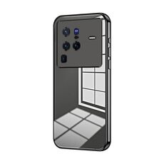 Per vivo X80 Pro Custodia per telefono con foro sottile con placcatura trasparente (nera)