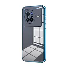 Per vivo X80 Custodia per telefono con foro sottile con placcatura trasparente (blu)