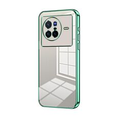 Per vivo X80 Custodia per telefono con foro sottile con placcatura trasparente (verde)