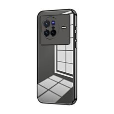 Per vivo X80 Custodia per telefono con foro sottile con placcatura trasparente (nera)