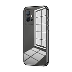 Per vivo T1 5G Custodia per telefono con foro sottile con placcatura trasparente (nera)
