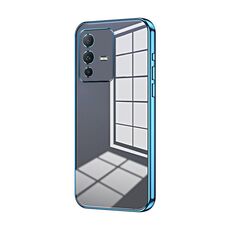 Per vivo S12 / V23 5G Custodia per telefono con foro sottile con placcatura trasparente (blu)