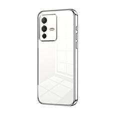 Per vivo S12 / V23 5G Custodia per telefono con foro sottile con placcatura trasparente (Argento)