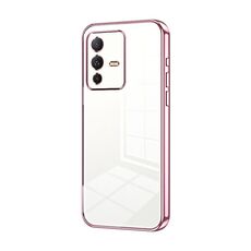 Per vivo S12 Pro / V23 Pro Custodia per telefono con foro sottile con placcatura trasparente (rosa)