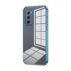 Per vivo T1 / iQOO Neo5 SE Custodia per telefono con foro sottile con placcatura trasparente (blu)