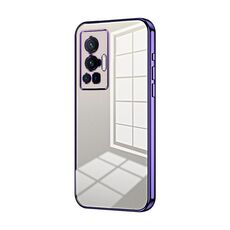 Per vivo X70 Pro Custodia per telefono con foro sottile con placcatura trasparente (viola)