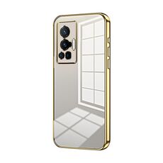 Per vivo X70 Pro Custodia per telefono con foro sottile con placcatura trasparente (oro)