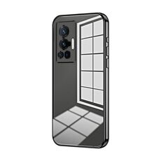 Per vivo X70 Pro Custodia per telefono con foro sottile con placcatura trasparente (nera)