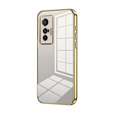 Per vivo X70 Custodia per telefono con foro sottile con placcatura trasparente (oro)