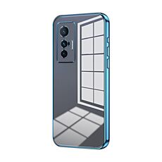 Per vivo X70 Custodia per telefono con foro sottile con placcatura trasparente (blu)
