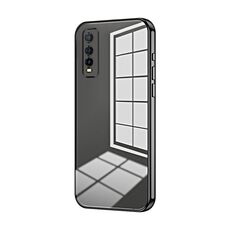 Per vivo Y70s / iQOO U1 / Y51s / Y70t Custodia per telefono con foro sottile con placcatura trasparente (Nero)