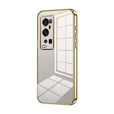 Per vivo X60 Pro+ Custodia per telefono con foro sottile con placcatura trasparente (oro)