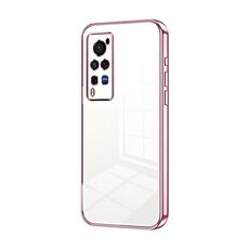 Per vivo X60 Pro Custodia per telefono con foro sottile con placcatura trasparente (rosa)