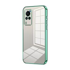 Per vivo X60 Custodia per telefono con schermo curvo con placcatura trasparente e foro fine (verde)