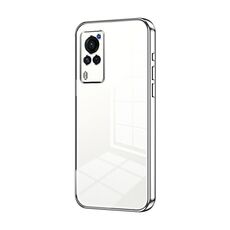 Per vivo X60 Custodia per telefono con schermo curvo con placcatura trasparente e foro fine (Argento)