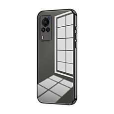 Per vivo X60 Custodia per telefono con schermo curvo con placcatura trasparente e foro fine (nero)